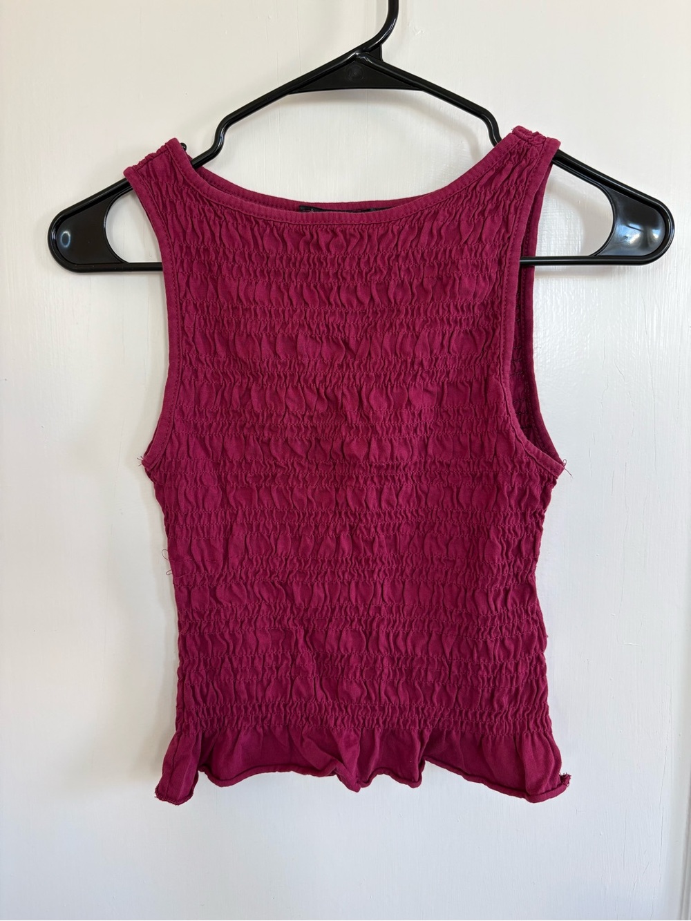 Stradivarius Smocked Tank Top in Deep Berry